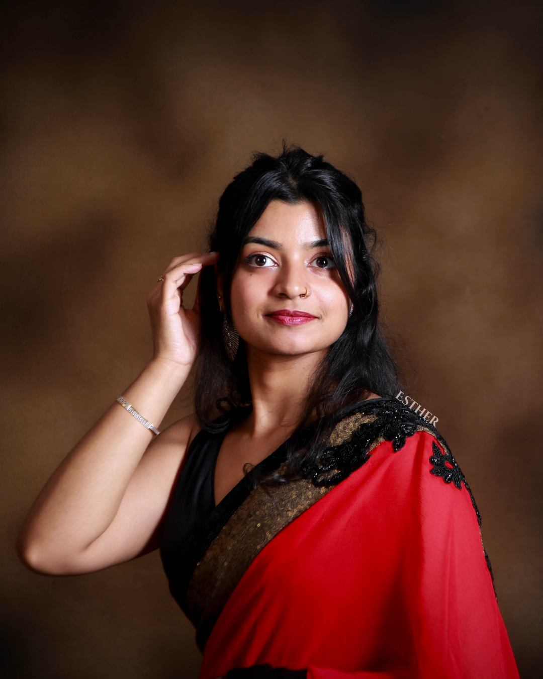 Shadow Crimson Saree