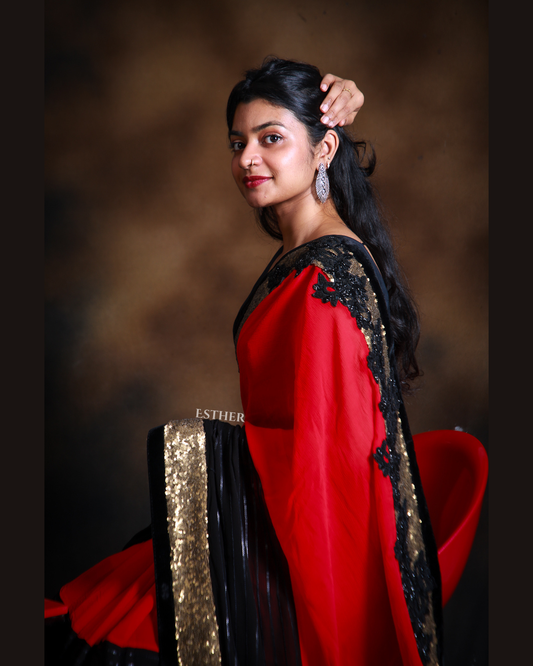 Shadow Crimson Saree