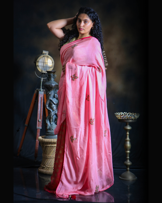 Sparkling Gulabi Saree