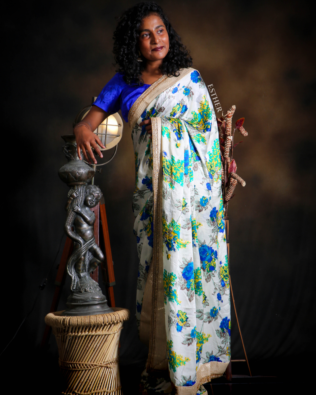 Azure Blossom Saree
