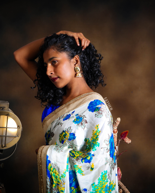 Azure Blossom Saree