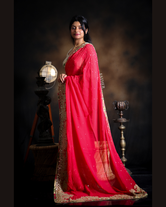 Floral Blush Saree