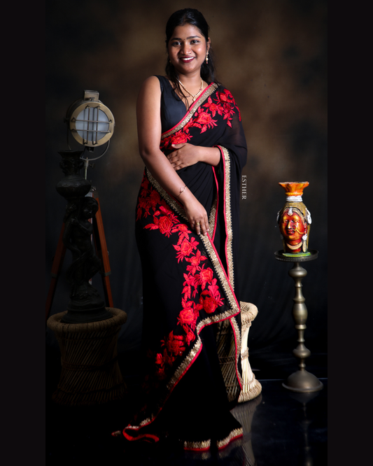 Ruby Smoke Saree