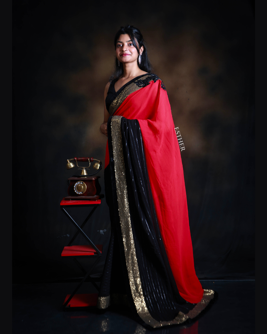 Shadow Crimson Saree