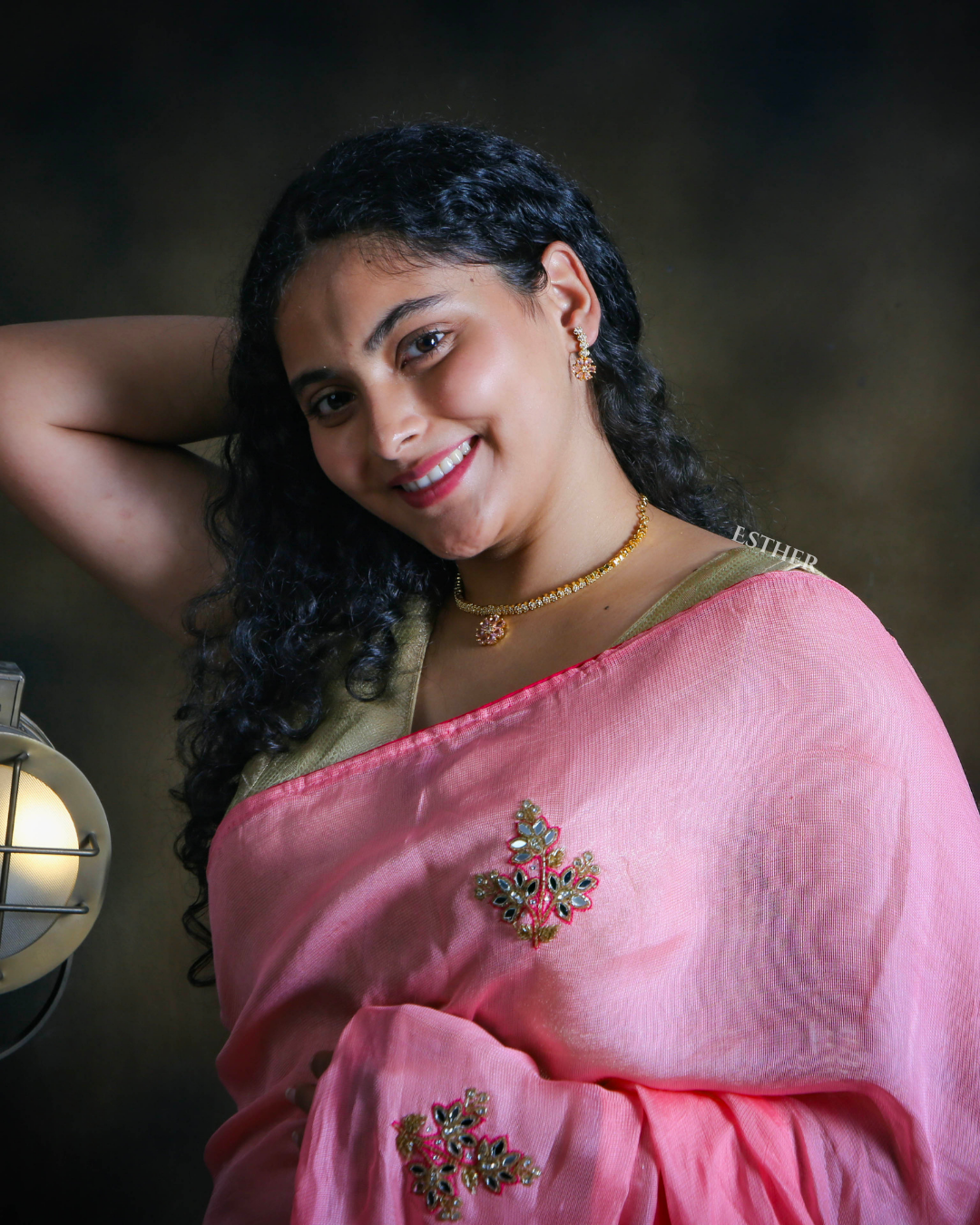 Sparkling Gulabi Saree