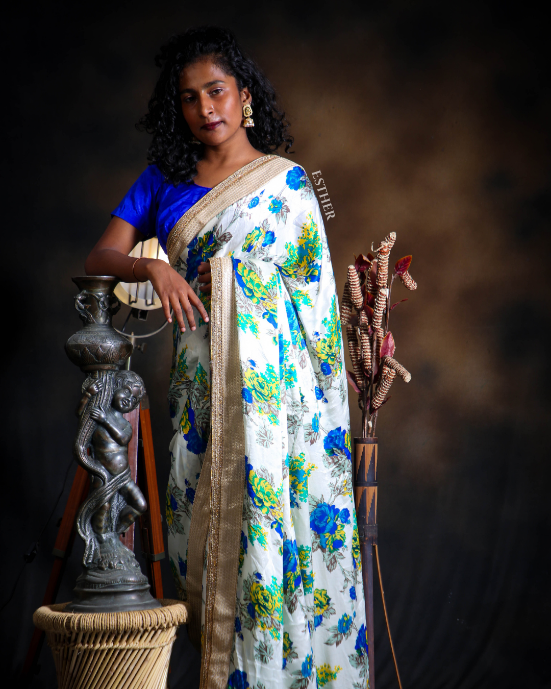 Azure Blossom Saree
